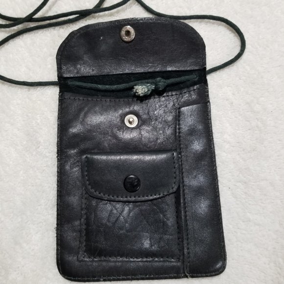 Small dark green leather crossbody bag - Picture 3 of 7